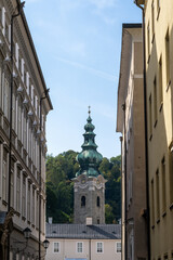 Fototapeta premium buildings and church in the historic city center of Salzburg