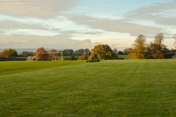 Football pitch in autumn light