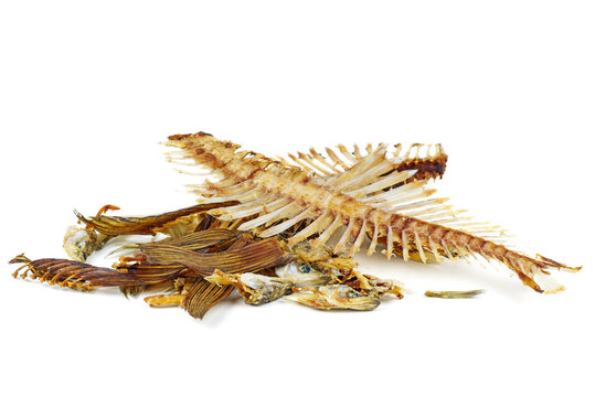 Pile fish skeletons (flatfish ) isolated on a white background