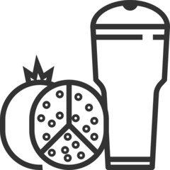 Vector pomegranade juice outline icon, food and drink related 4000x4000 Pixel, whitebackground