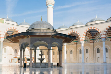 Courtyard of Çamlıca Mosque. New Camlica mosque in Uskudar, Istanbul