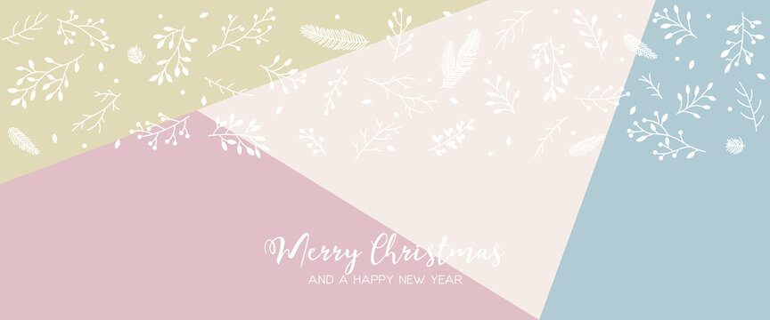 Merry Christmas greeting card panorama vector graphic design