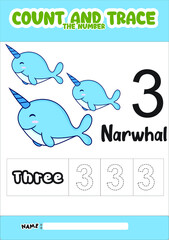 number trace and color narwhal 