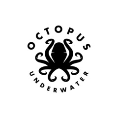 Octopus Logo, Design, Image, Underwater, Diving, Scuba, Vector
