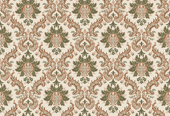 damask pattern with flowers and vintage tapestry motifs, perfect for fabrics and decoration