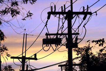 silhouette of a electric line