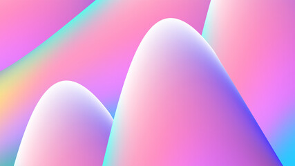 Unusual background with pink mountains and blue shadows. Beautiful color transition from pink to blue. Horizontal illustration. Cute desktop background. Place for your text. Vector stock illustration