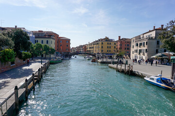 narrow canals in the old city center of Venice
