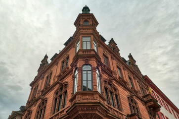 Schöne alte Fassade in der Altstadt von Heidelberg