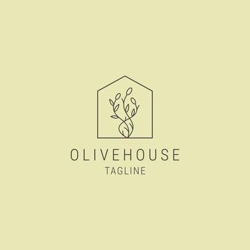 Nature olive house line logo design