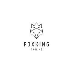 Naklejka premium Fox king head line logo design template 
