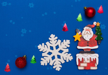 Festive picture, banner, postcard for Christmas and New Year with Christmas decorations on a bright background.