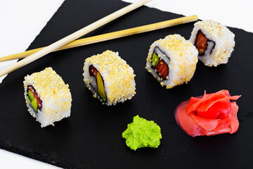 Sushi Alaska on Bark Background