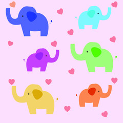 Baby elephant vector set. Cute elephants on background.