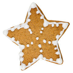 Gingerbread cookie in snowflake shape