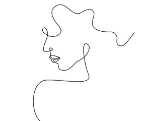 minimal woman face, linear sketch woman face, One line face Female, portrait black white artwork outline vector hand drawn illustration 4