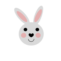 Fototapeta na wymiar Head of a cute bunny. The design is suitable for t-shirt, poster, postcard,