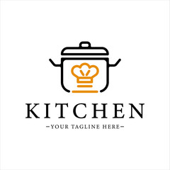 pan of kitchen set logo line art vector illustration template icon graphic design