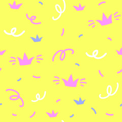 childish seamless pattern, repeat background, vector bright print for fabric or wallpaper