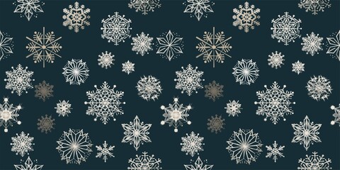 Naklejka na ściany i meble Seamless Christmas pattern snowflakes. .Blue background . Seamless backgrounds design. Vector illustration.Merry Christmas Corporate Holiday cards