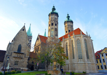 Obraz premium Naumburg, Germany 10-25-2021 historical cathedral and cathedral square unesco cultural heritage