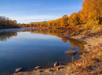 Fototapeta premium autumn landscape with lake