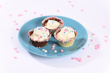 Ice cream in chocolate muffins.