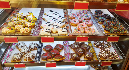 Fresh pastries on the shelf.