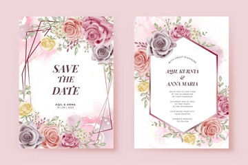 Elegance Rose Pink Wedding Invitation Template
