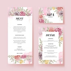 Menu and Detail Card with Rose Flower Soft Design Template
