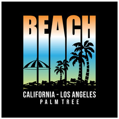 California Palms Beach Endless Summer Slogan For T-shirt Design Vector. Summer T-shirt Illustration For Print And Clothing.