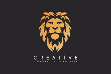 lion vector logo design isolated on black background