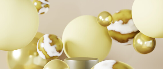 3D rendering of blank product background for backdrop fashion and cream cosmetics decorations. Modern blank podium background for luxury product.