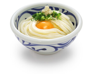 Kamatama Udon, hot udon noodles with raw egg and soy sauce. Japanese food