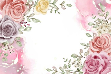 Background Floral Rose Frame Flower Soft Watercolor