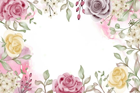 Background Floral Rose Frame Flower Soft Watercolor
