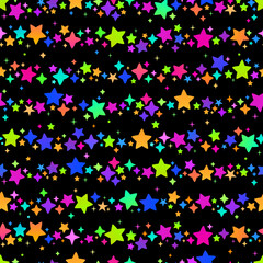 seamless background with bright festive neon stars