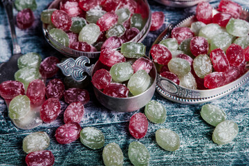 Colorful candies with jelly and sugar. Sweets as background