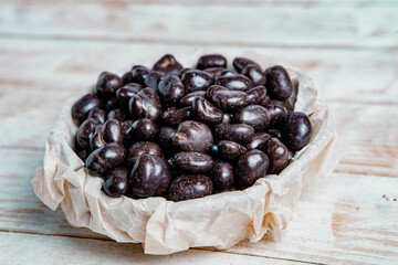 Assortment of delicious chocolate candies background. Chocolate candy isolated 