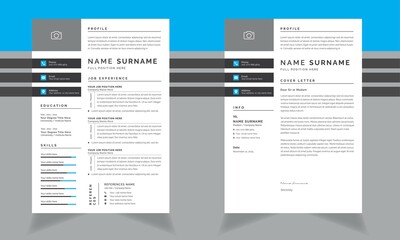 Minimalist and Professional Resume Template, Creative Business layout job applications