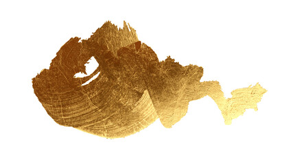 Grunge Gold and bronze glitter color smear painting blots on white. Abstract glow shiny background.