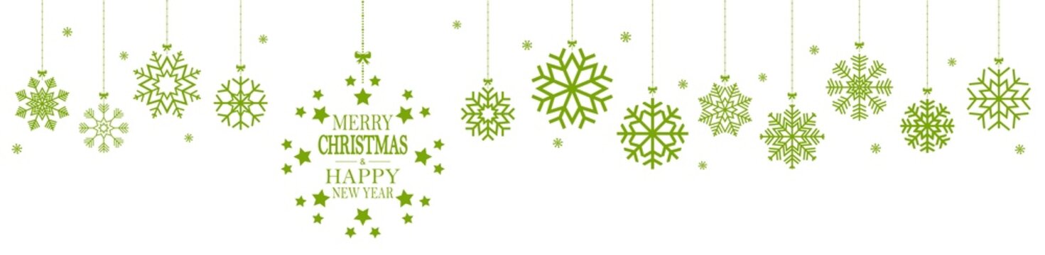 hanging snow flakes for christmas time with greetings
