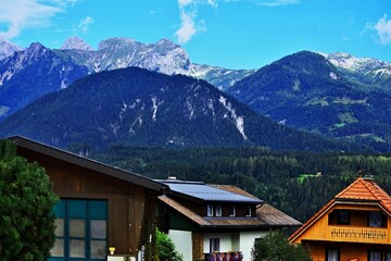 Fototapeta na wymiar Austrian Alps-outlook of the Alps from Haus im Ennstal