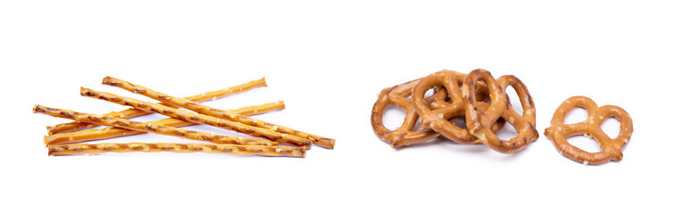 Salty cracker pretzel isolated on white background