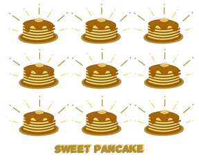 Sweet pancake logo. Pancakes icon. Pancakes background. Vector design illustration.