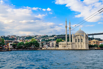 Fototapeta na wymiar Ortaköy Mecidiye Mosque is one of the most popular and historical structure in Istanbul.