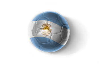 realistic football ball with colorfull national flag of argentina on the white background.