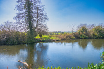 Fototapeta na wymiar village pond in the countryside
