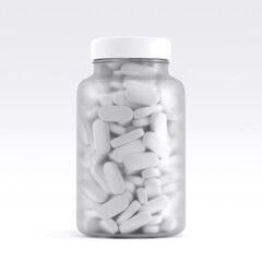 Pills in plastic Jar 3d rendering