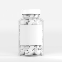 Pills in plastic Jar 3d rendering